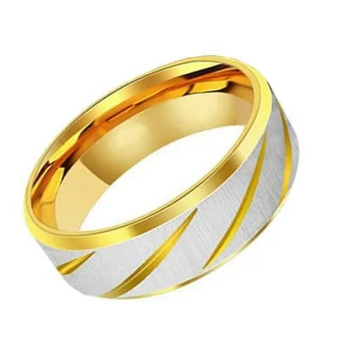 Gold Frosted Stainless Steel Wedding Ring