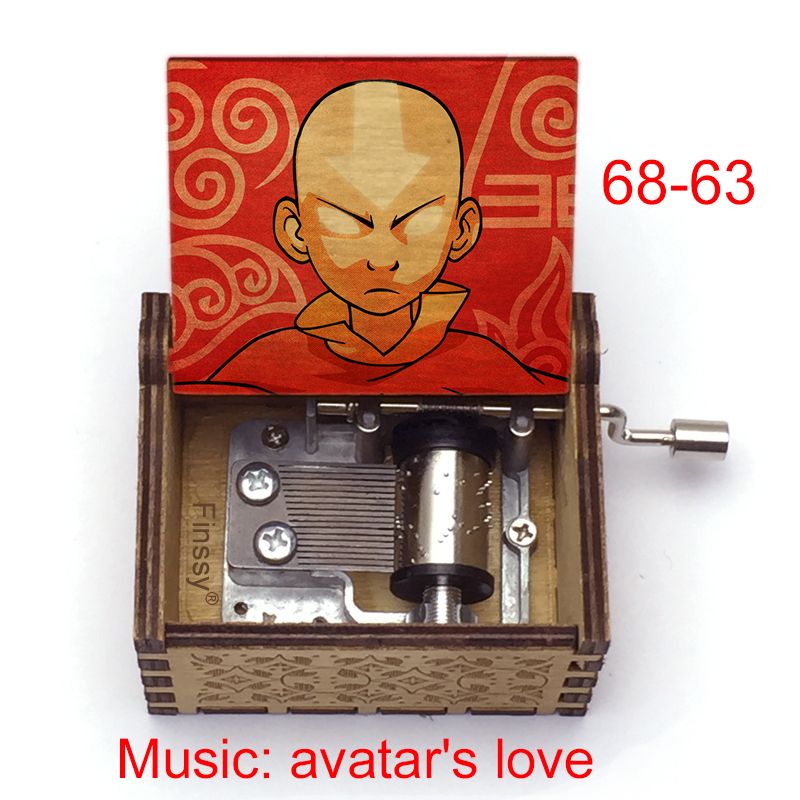 Hot Anime The Last Airbender Wooden Music Box Avatar's Love Musical Print Aang-Lemon Yellow