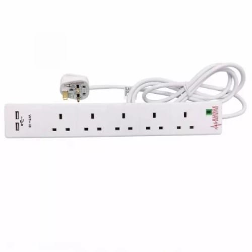 5 Way Extension With 2 Usb Charging Port