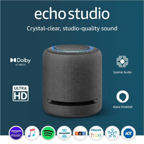Echo Studio | Our Best-Sounding Smart Speaker Ever - With Dolby Atmos- Spatial Audi