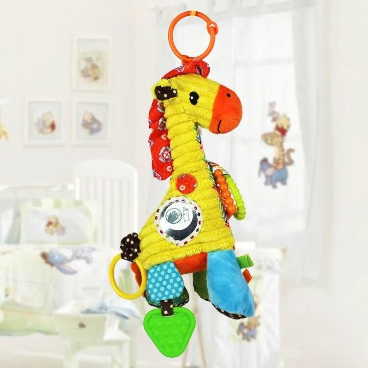 New Arrival Baby toys Musical Soft Giraffe Cartoon Animal Infant Todder Stuffed Plush links Bed Cradle Strollers Hanging Doll