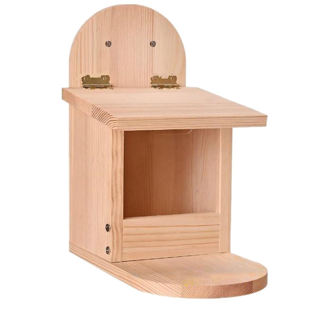 Squirrel Food Container Natural Wooden Squirrel Feeder Fine Pet Birdhouse Wooden Color