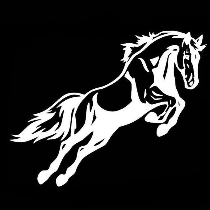 Mighty Jumping Horse Bumper Vehicle Body Decal Vinyl-White