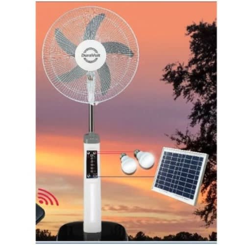 16" 3-in-1 Rechargeable Standing Fan + Solar Panel/bulbs