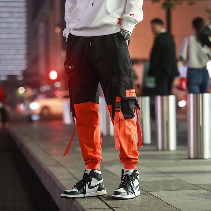 Hip-Hop Pants for Mens Singer Costume For Club Street Clothing With Ribbons Truck Pants For Men