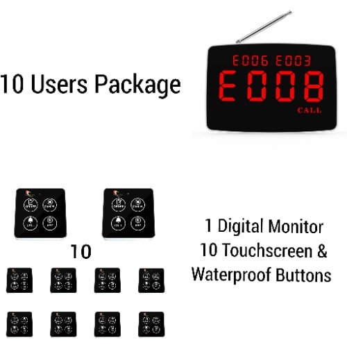 Customers Service Wireless Call System For Hotel Restaurant & Bar Waiters - 10 Buttons - 1Pc Monitot