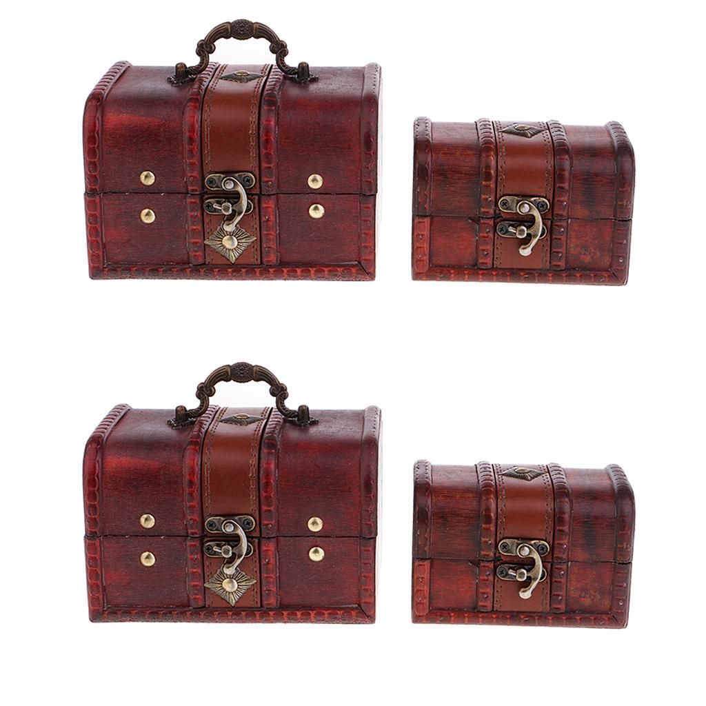 4x Vintage Jewelry Box Necklace Earrings Storage Lockable Case Wedding