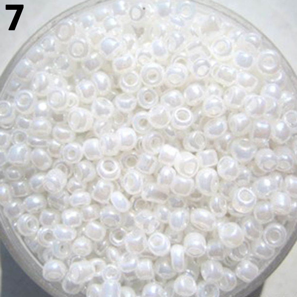 1200 Pcs 2mm Round Glass Loose Spacer Beads DIY-White
