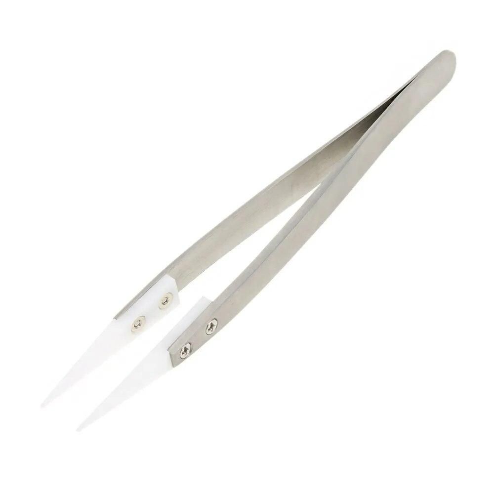 Hot Sale Ceramic tweezers with stainless steel handle Refractory Acid-resistant Pointed tweezers