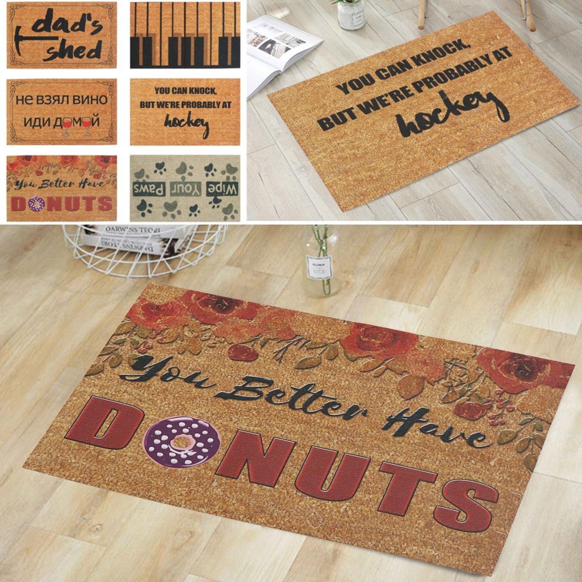 Non Slip Rubber Floor Rug Entrance Door Mat Home Kitchen