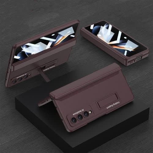Samsung Galaxy Z Fold4 Case, Without S Pen Slot-kickstand With Screen Protector-bungundy