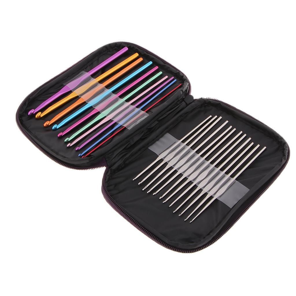 22 Piece Crochet Hook Set Handle With Soft Handles Knitting Needles