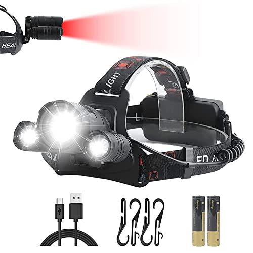 BORUIT LED Rechargeable Headlamp With Red Light 6000 Lumens