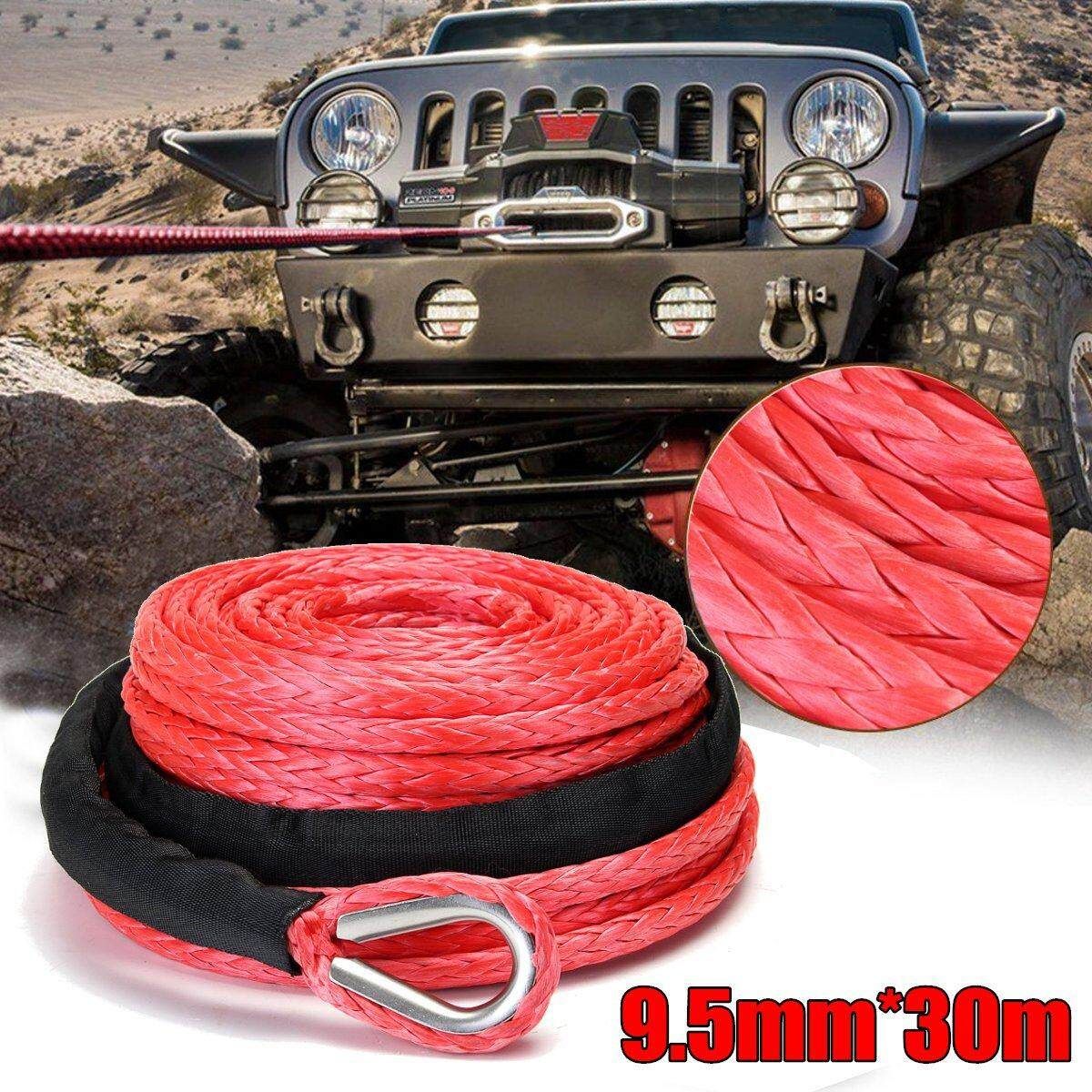 30M 100FT Synthetic Winch Line Cable Recovery Rope 15000lbs For ATV SUV Off Road