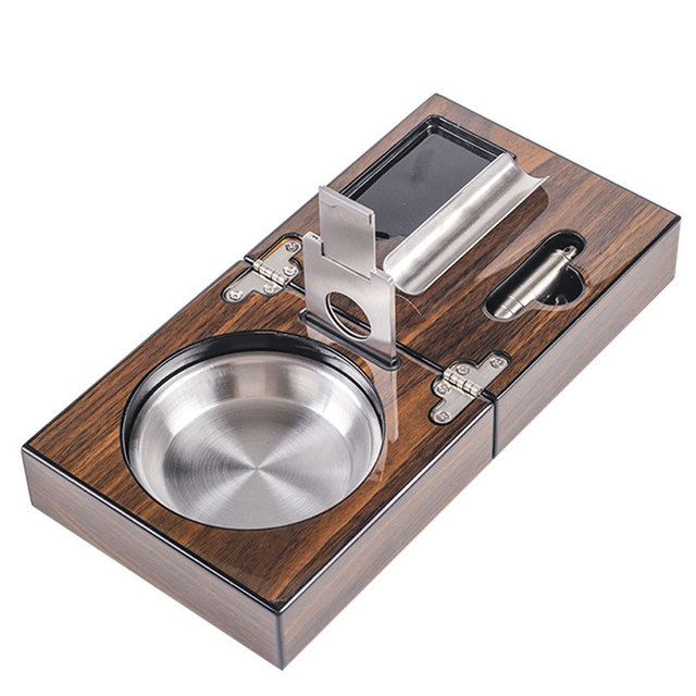 Multifunctional Cigar Cigarette Ashtray  With Cutter