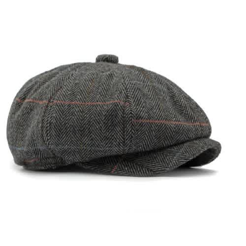 Laid Octagonal Panama Hat Cap - Gray