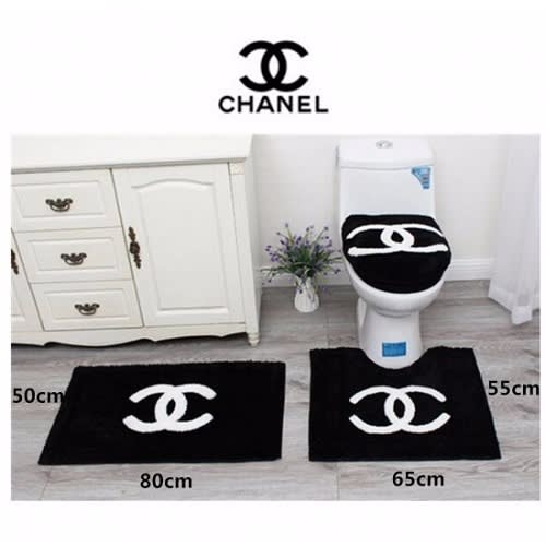 Chanel Inspired Toilet Carpet Rug - 3 Set