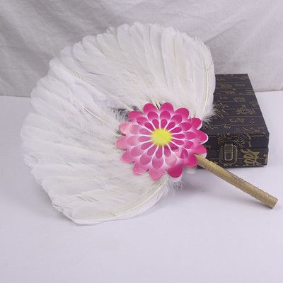 Dance 1pc Black Wedding Chinese Accessories Zhuge Party Feather Goose Fan Feather Wood Craft Liang Hand Vintage Decoration Fan