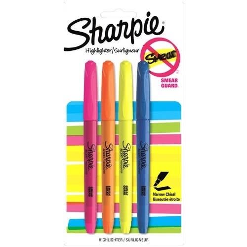 Pocket Style Highlighter Chisel Tip - Assorted 4 Pack