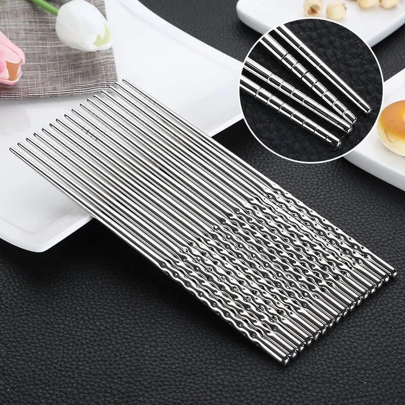 Platinum Jia 304 Stainless Steel Chopsticks Chinese Hollow Anti-hot Chopsticks Household Stainless Steel Tableware Chopsticks