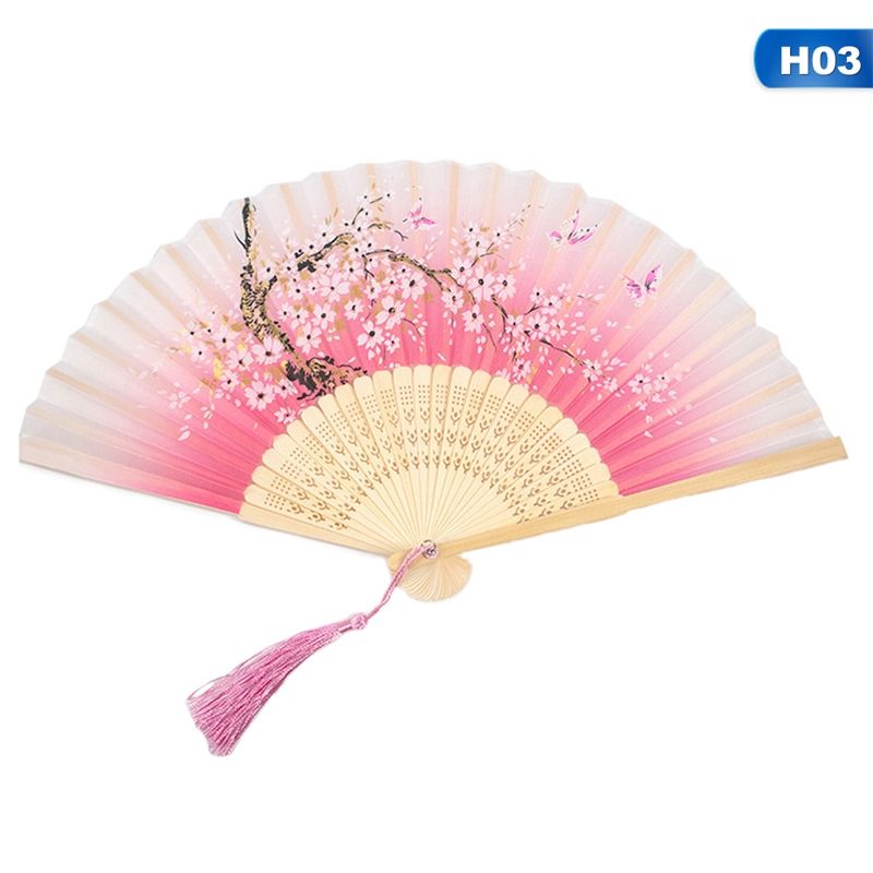 Dropshipping Dance 1pc Summer Vintage Folding Chinese Party Fan Held Pocket Flower Colorful Wedding Hand Gifts Bamboo