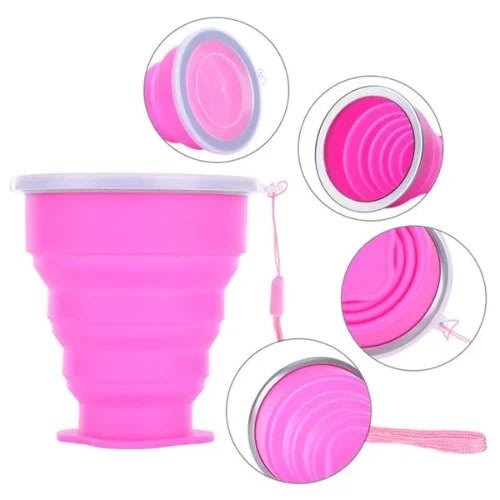 Silicone Foldable Cup - Pink Color - 260ml - 1pcs