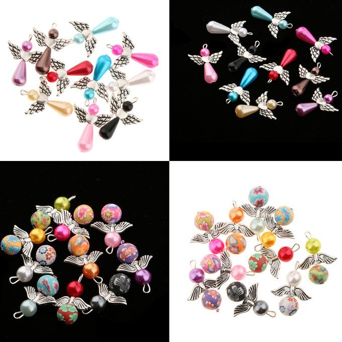 40pcs Mixed Angel  Pendants Charms Clay Beads For Jewelry Making