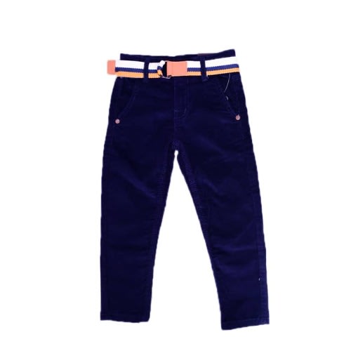 Boy's Skinny Corduroy Jeans with Belt- Blue