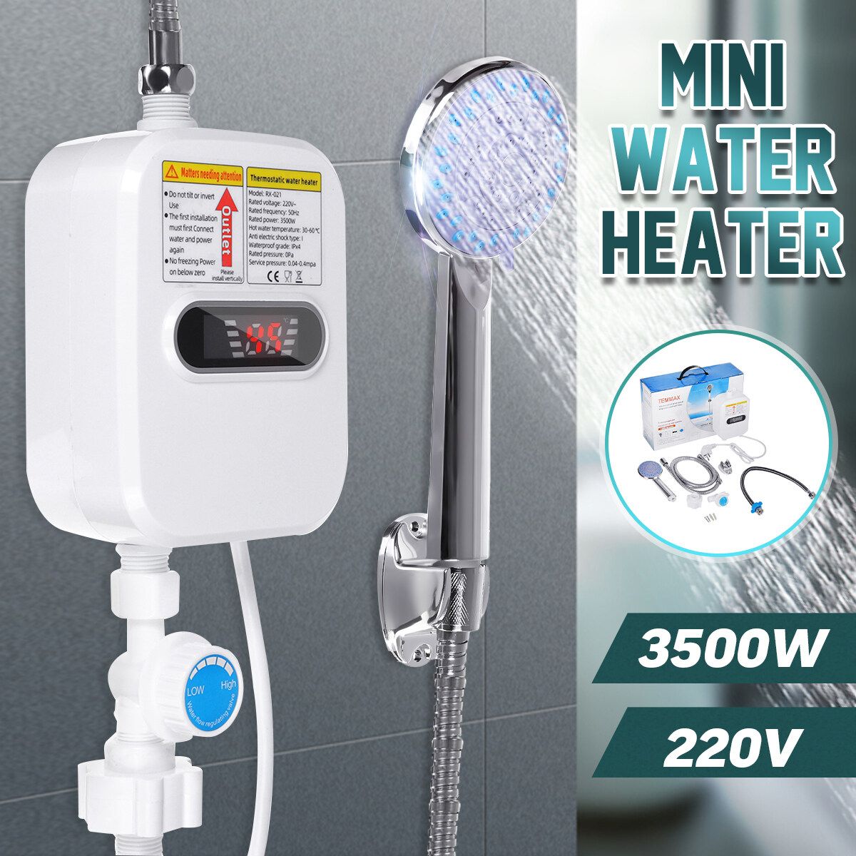 Hot Water Heater Tankless Propane Gas Home Instant Boiler Bathroom Shower