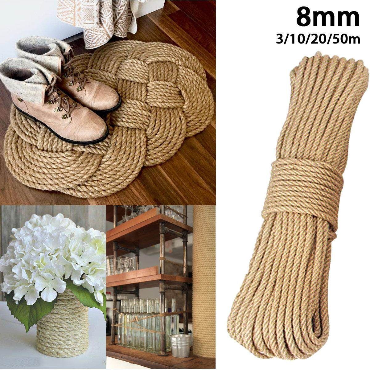 Jute 8mm Jute Ropes Twined Braided Natural Hemp Cord Decking Decor Cat Pet Scratching8mm 3M Not Specified