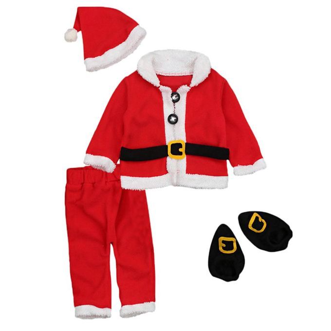 Infant Boys Girls Santa Claus Costume Baby Christmas 4pcs 0-6Months