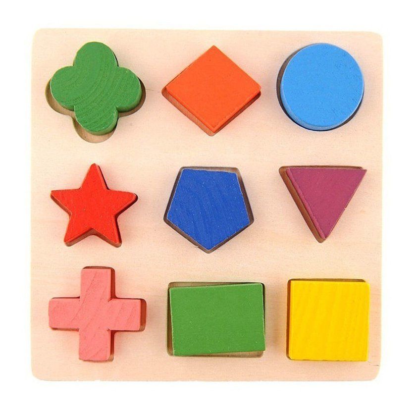 Hildren Baby Wooden Geometry Blo K Puzzles Ea Y Learning Edu Ational Toy-multi Olor-primary