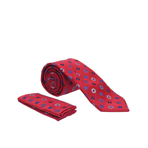 Vissioni Men's Red Two Tone Geometric Tie
