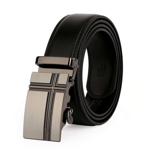 Men's Automatic Leather Belt - Black