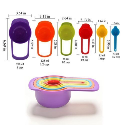 Colorful 6pcs Measuring Cups And Spoon Set