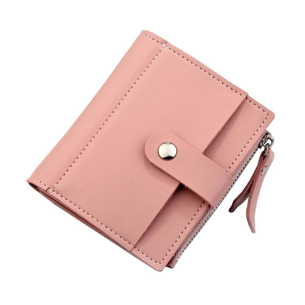 hengsheng new women's wallet short driver's license wallet Korean version of the coin purse women's mini button bag 075-2 pink