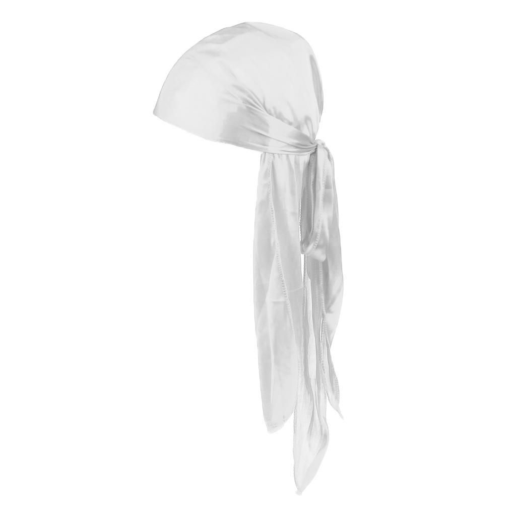 360 Waves  , Long Tail Durag For Women And Men, Silky Du Rag  , White