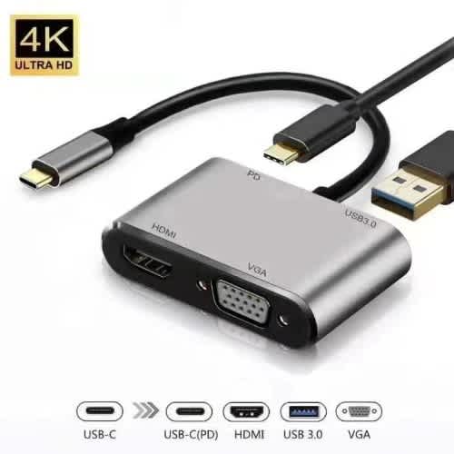 Usb Type-c To Hdmi And Vga Adapter