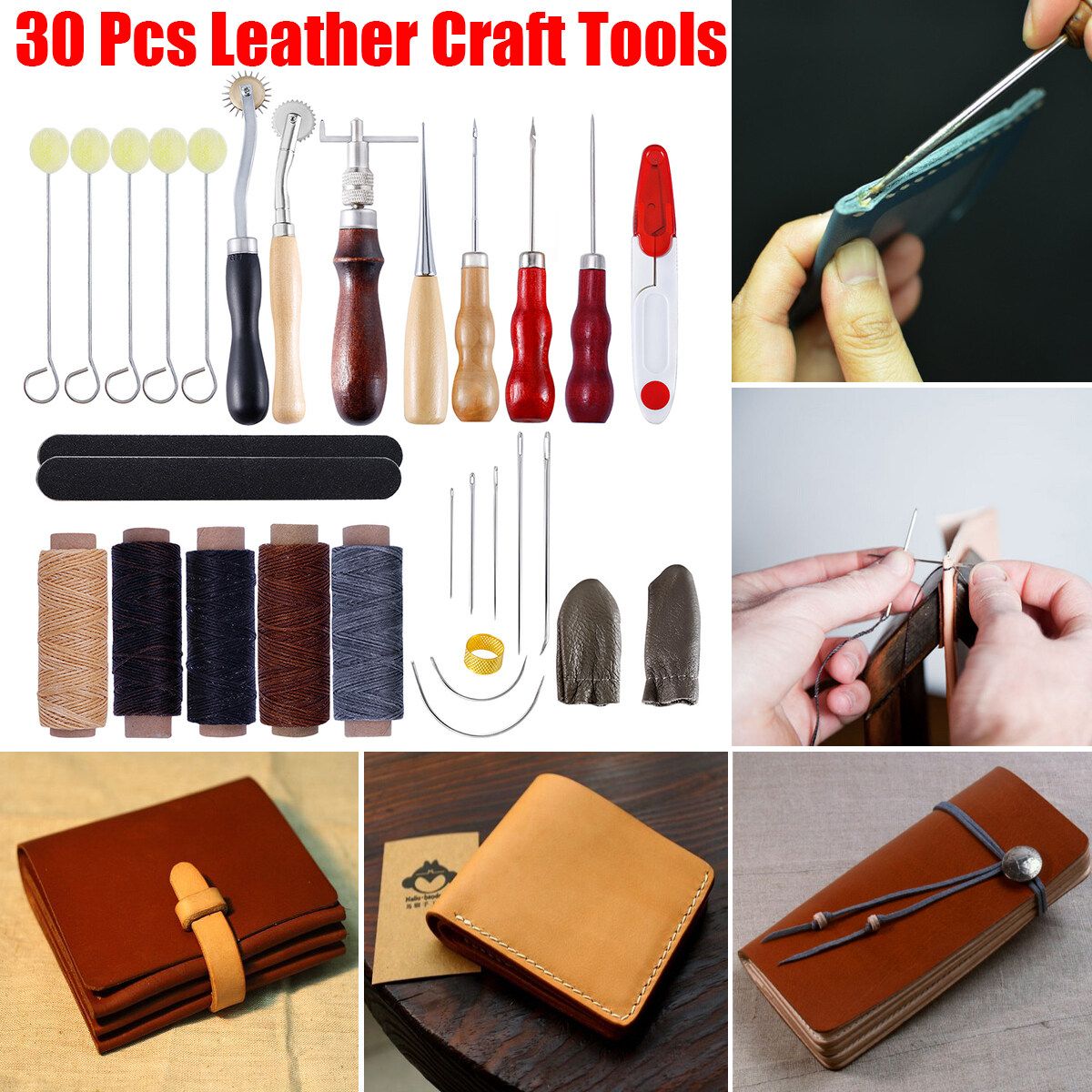 UK Leather Craft Punch Tools Kit Stitching Carving Working Sewing Saddle Groover