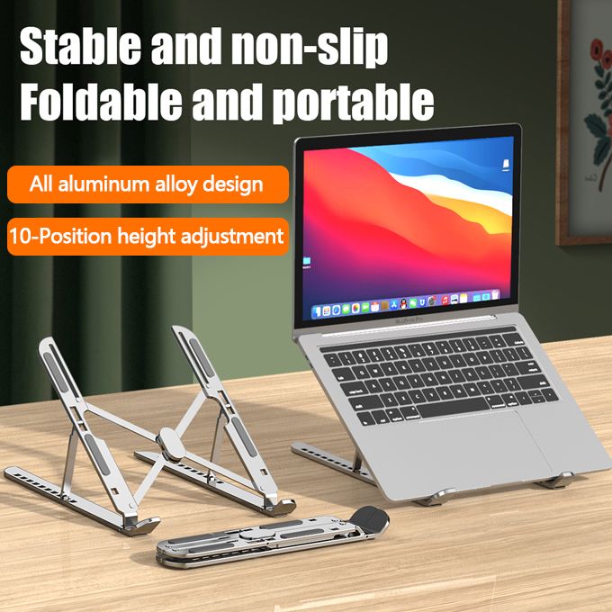 Aluminum Alloy Laptop Stand 10 Position Adjustable Portable Folding Laptop Cooling Bracket Laptop Holder