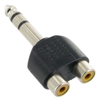 6.35mm Male To 2 Stereo Headphone Jack Adapter