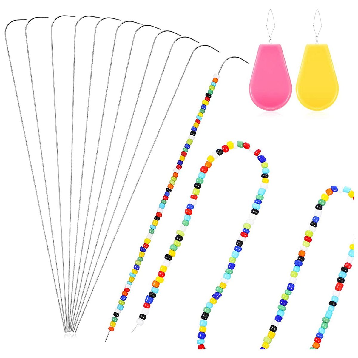 Curved Beading Needle With Bead Needle Threader,for Jewelry