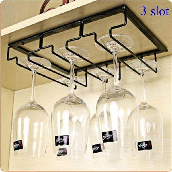 40*22.5cm Wall Mounted Rack Bar Household Hanging Bottle Holder 3 Slots
