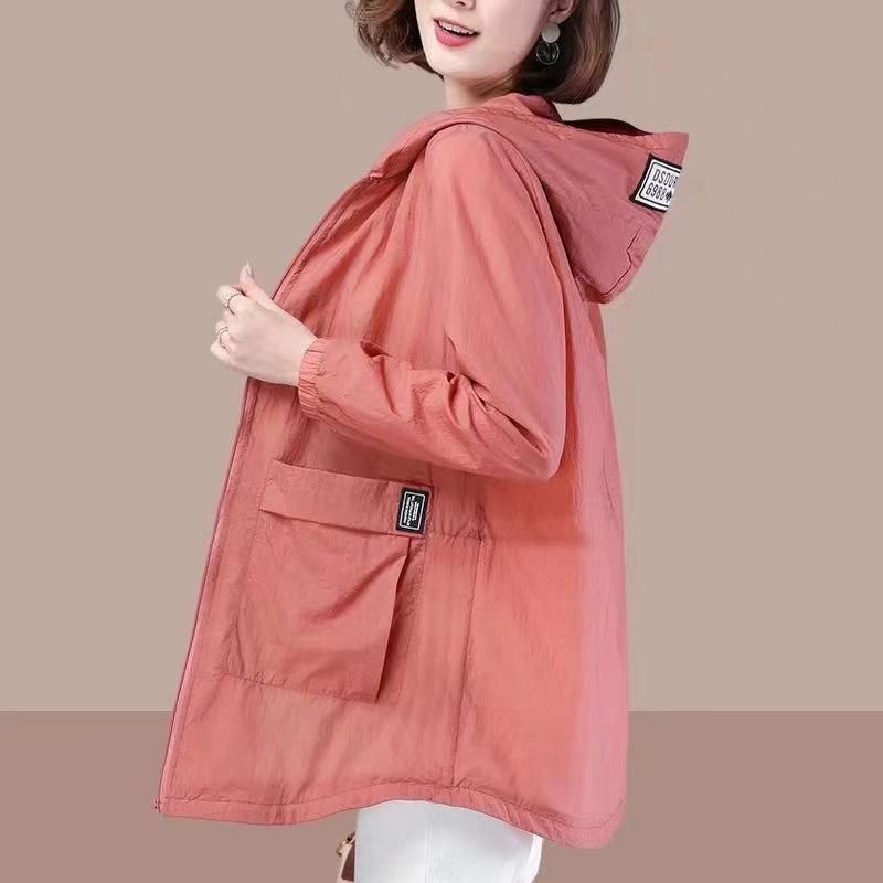2023 Spring Summer Women's Jacket Long Sleeve Tops Hooded Coat Thin Sun Protection Clothing Outdoor Sports Windbreaker Female