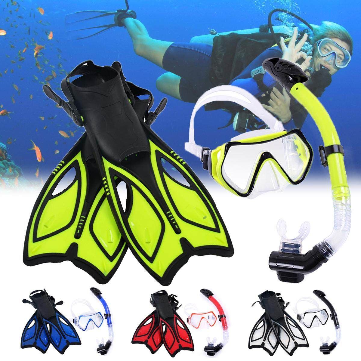 #S Snorkel Diving Underwater Scuba ,Swim Fins,free Breathing Dry Top Snorkel ,professional Snorkeling Set Adult Youth Fluorescent Yellow M