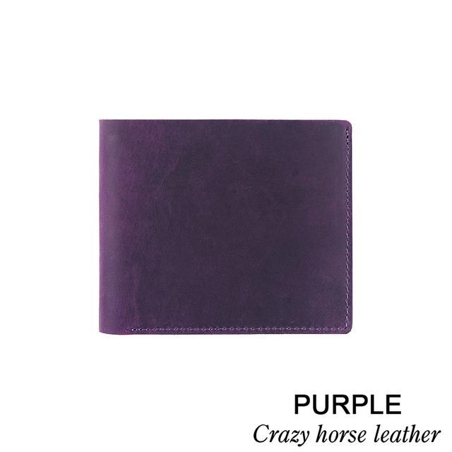 Moterm 100% carteras de cuero genuino monedero Vintage de cuero de Caballo Loco Cartera de hombres Retro de la moneda bolsillo billeteras de los hombres-Purple