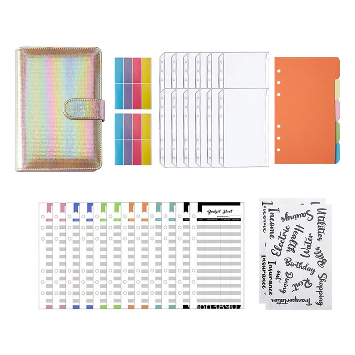 1 Set Budget Notebook Cash Envelopes System Notebook A