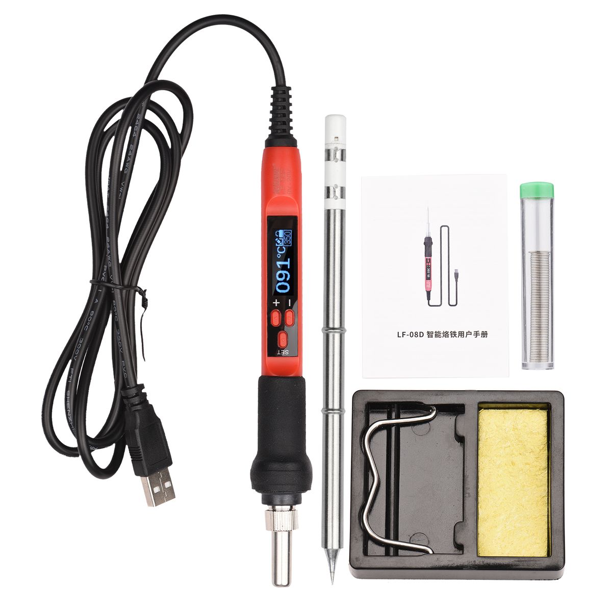 68W USB Digital Display Soldering Iron Mini Portable Welding
