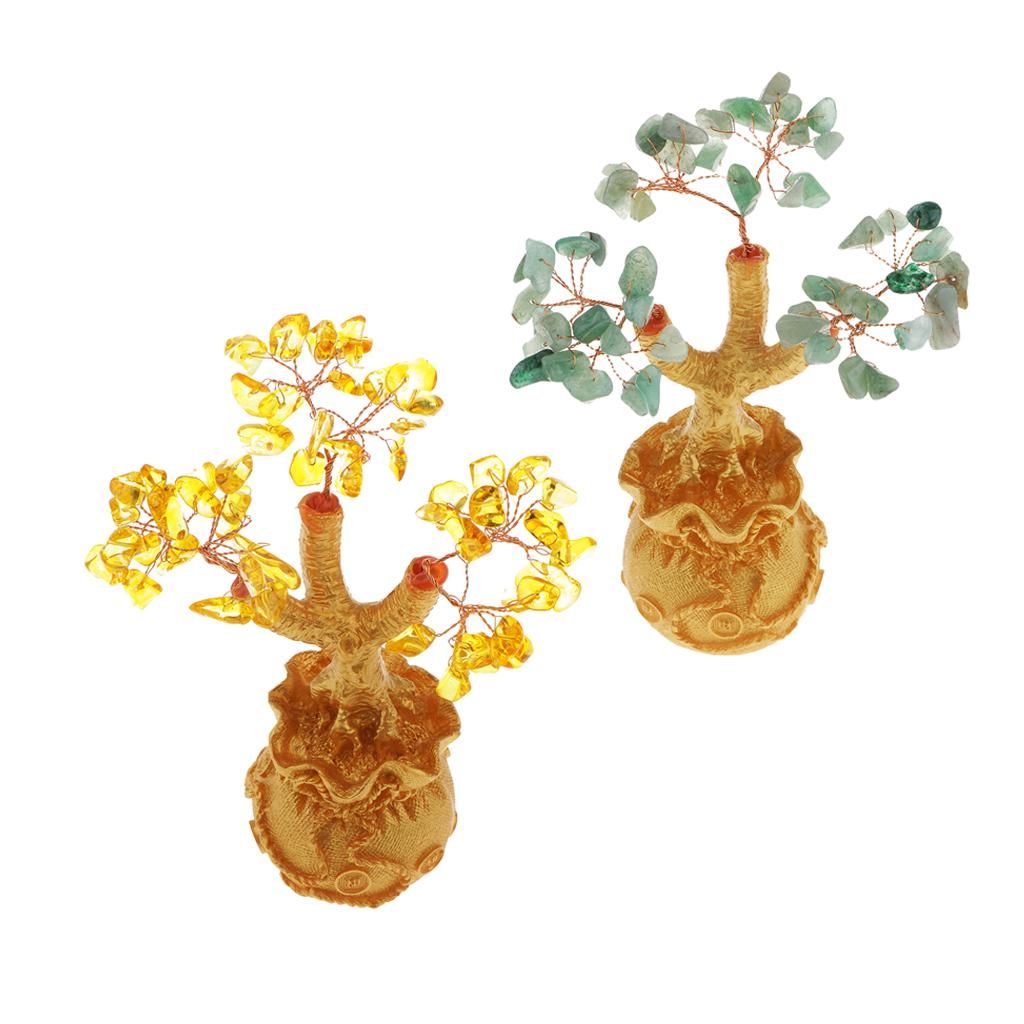 2/Set Crystal Tree Tabletop Luck Health Fortune Trees Home Decoration