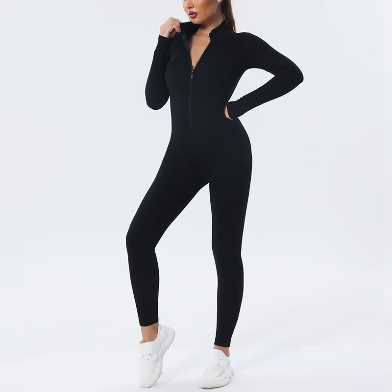 Quick-drying seamless autumn and winter yoga suit long-sleeved sports suit dance yoga fitness suit one-piece tight yoga pants for women